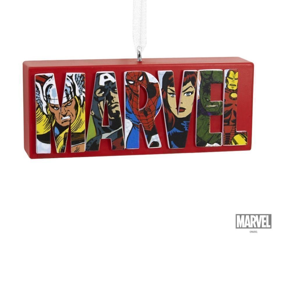 Hallmark Marvel Comics Heroes and Villains Logo Ornament NWT